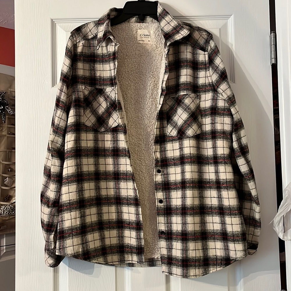 Ci Sono fuzzy plaid jacket XL